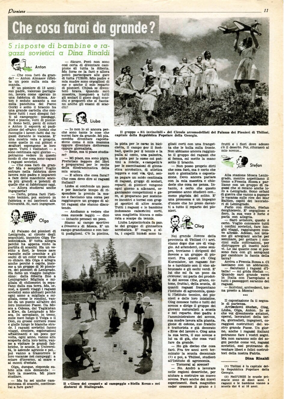 Palazzo Pionieri Tiblisi n5. 30 gennaio 1955